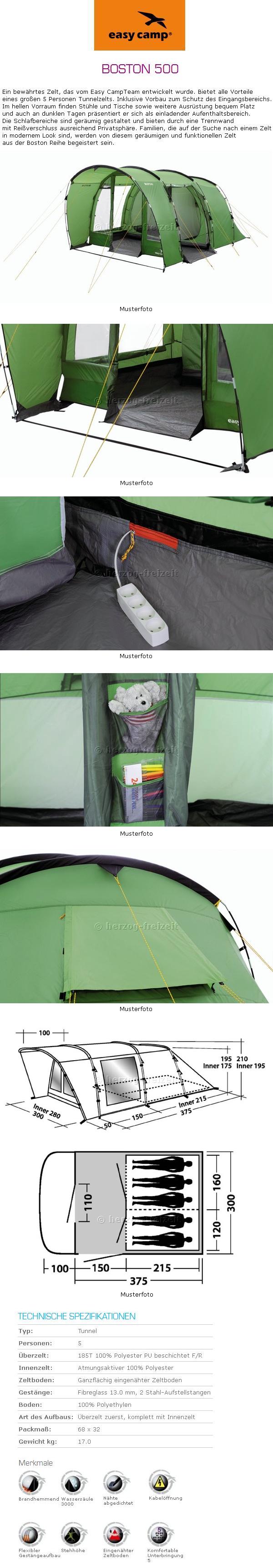 Familienzelt Tunnelzelt Boston 500 Easy Camp 