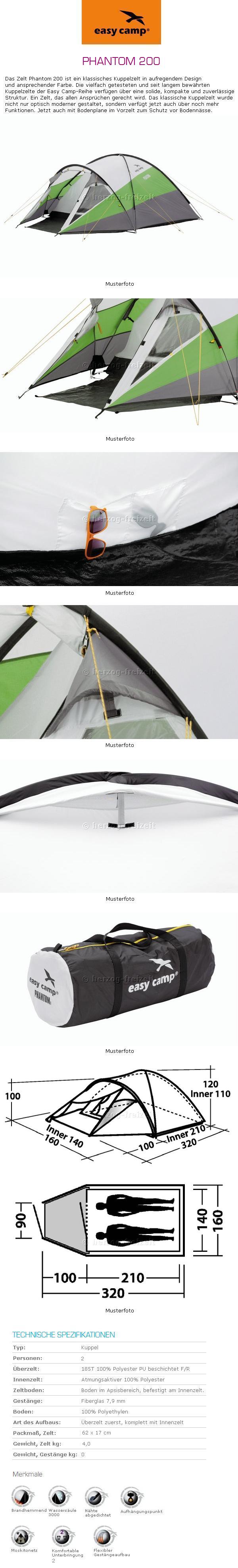Campingzelt Kuppelzelt Easy Camp Phantom 200