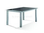 Glastisch 160x95cm Alu- Gestell silber/ Glas anthrazit