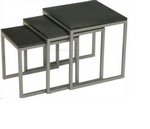 Beistelltisch-Set 3-teilig Aluminium/Granit schwarz