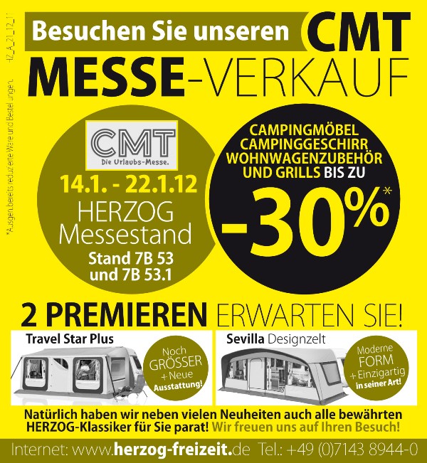 Besuchen Sie uns auf der CMT und machen Sie Ihr Camping Schnäppchen