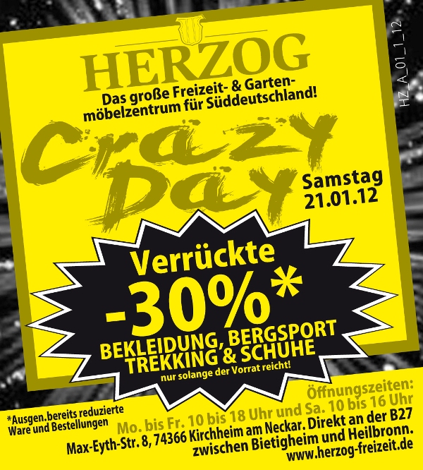 Besuchen Sie uns am Crazy Day und sichern Sie sich Ihr Schnäppchen