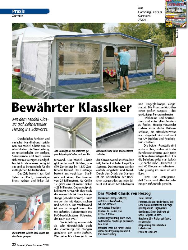 Wohnwagenvorzelt Praxistest - Classic von herzog-freizeit